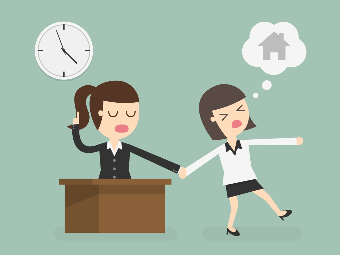 Salary man working overtime Overload. Cartoon Illustration.